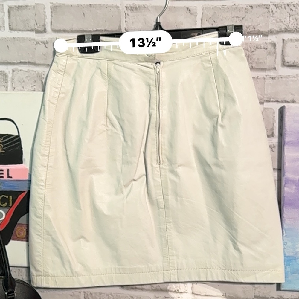 Wilson White Leather Pencil Skirt Knee-Length
